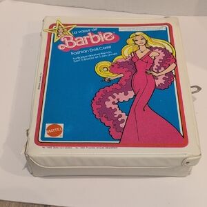 Mattel 1975 Barbie Fashion Doll Case with Pink and Blue Design